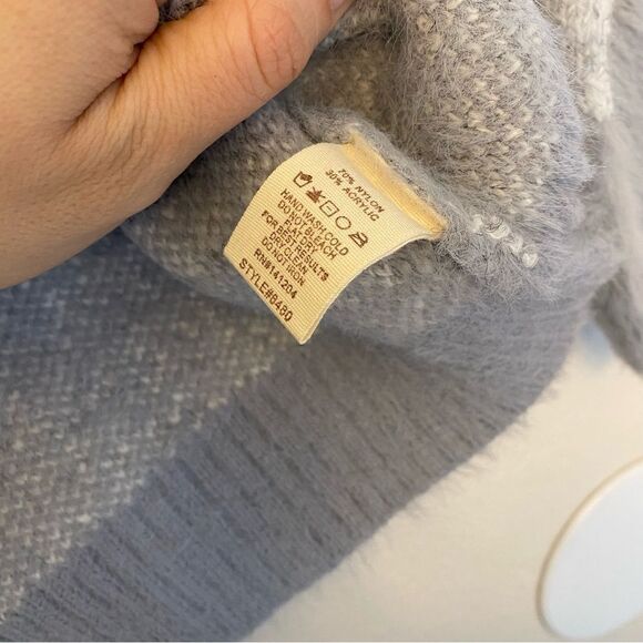 HEM & THREAD #6480 Gray hearts crew neck super soft stretchy oversized sweater-S - Picture 6 of 9